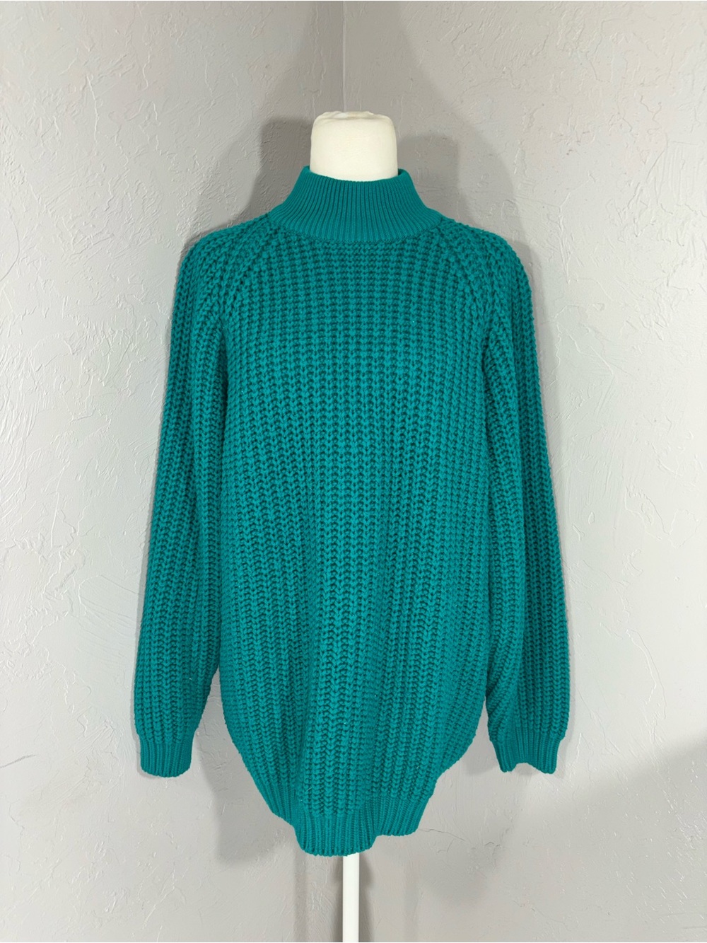 Cozy Teal Knit Turtleneck Sweater